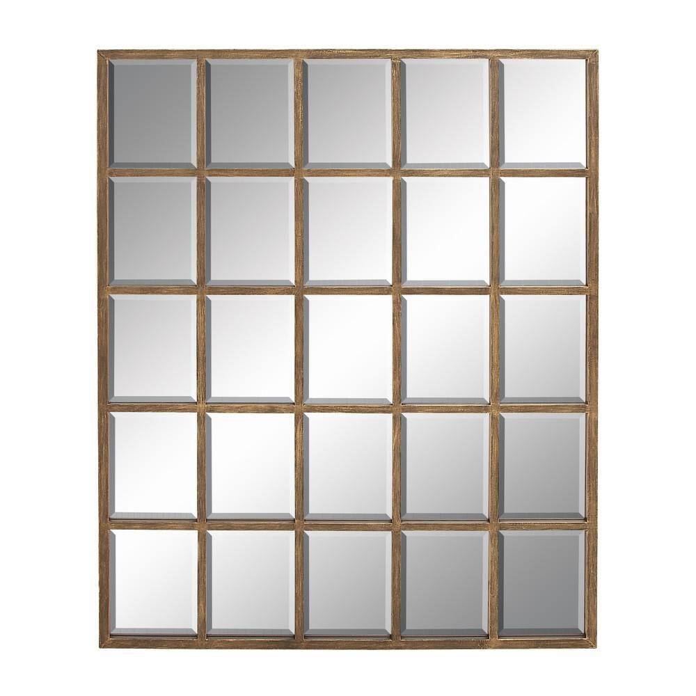 Litton Lane 44 in. x 56 in. Window Pane Inspired Rectangle Framed Brown ...