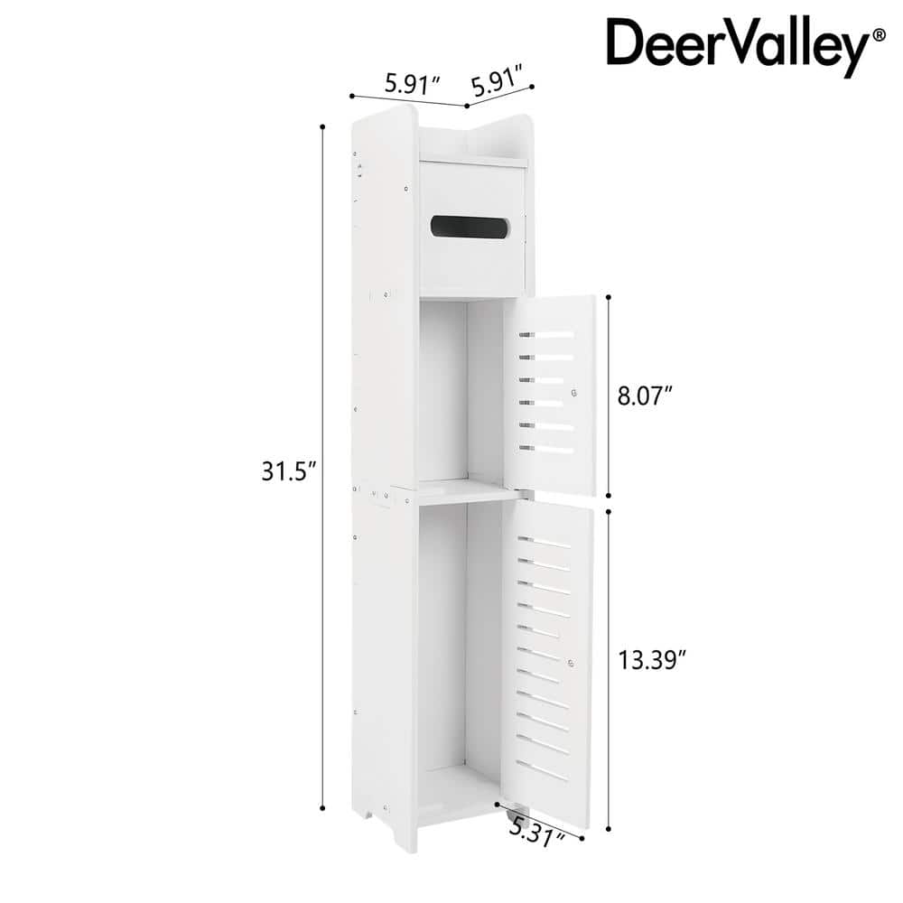 White PVC Bathroom Storage Cabinet with Toilet Paper Holder