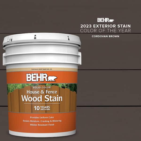 BEHR 5 gal. #SC-104 Cordovan Brown Solid Color House and Fence Exterior Wood Stain