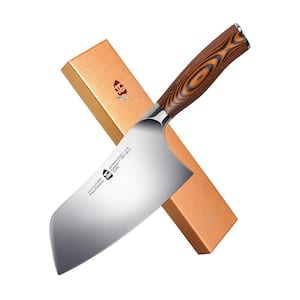 7 in. Stainless Steel Blade Heavy Duty Chinese Cleaver Knife with Brown Packwood Handle (1-Piece)