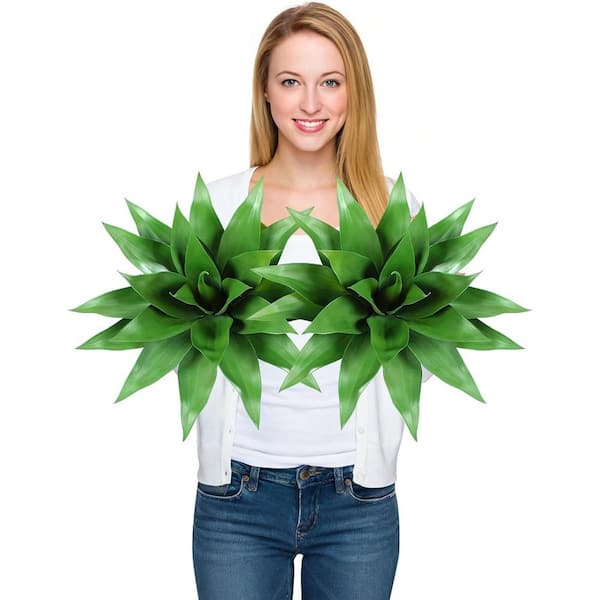 20.5 in UV Resistant Realistic Artificial Agave Plants Set – 2 PCS Faux Faux Plant Greenery