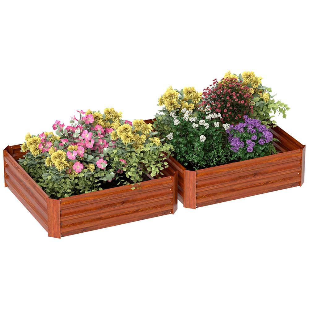39.25 in. W x 39.25 in. D x 11.75 in. H Green Steel Raised Garden Bed
