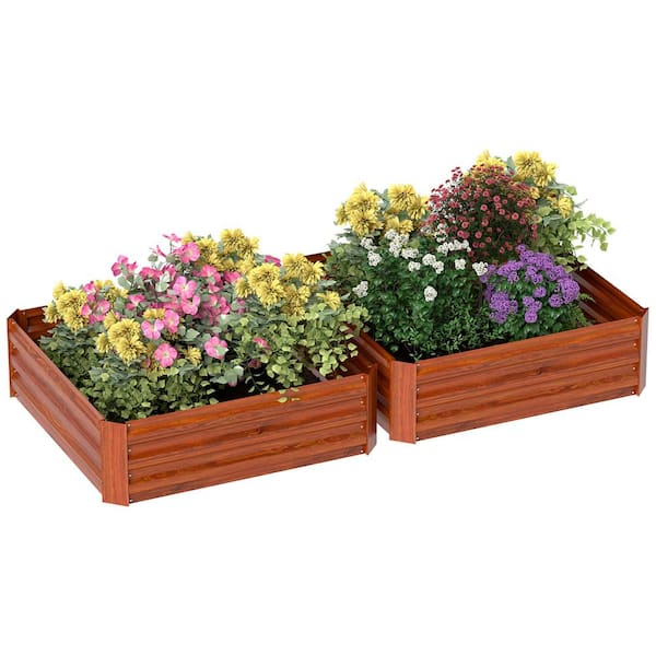 39.25 in. W x 39.25 in. D x 11.75 in. H Green Steel Raised Garden Bed