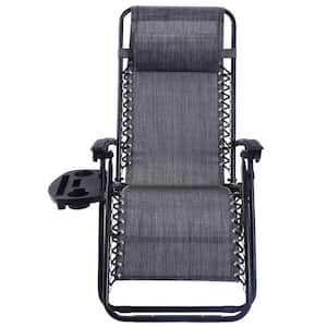 One Piece Outdoor Folding Zero Gravity Reclining Lounge Chair In Gray