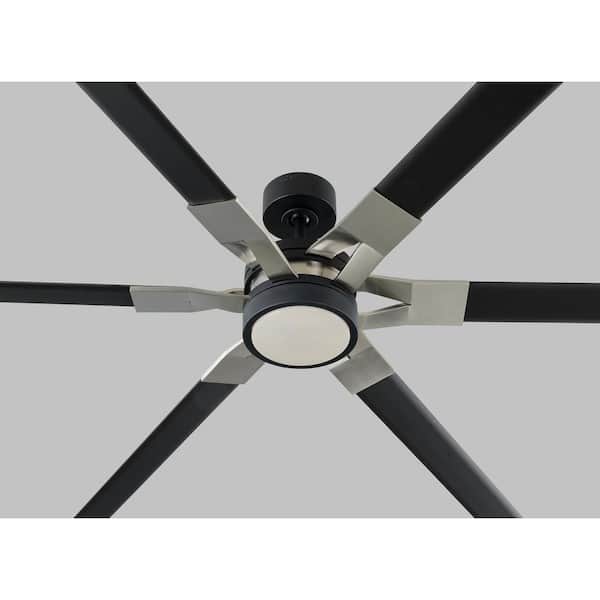 Generation Lighting - Loft 96 in. Integrated LED Indoor/Outdoor Midnight Black Ceiling Fan with Aluminum Blades, DC Motor and Remote Control