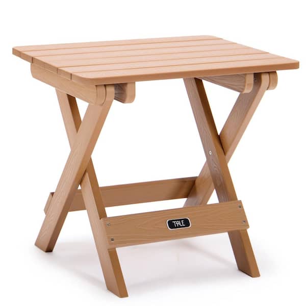 Unbranded Brown Square Plastic All-Weather and Fade-Resistant Wood Picnic Table with Fold Function