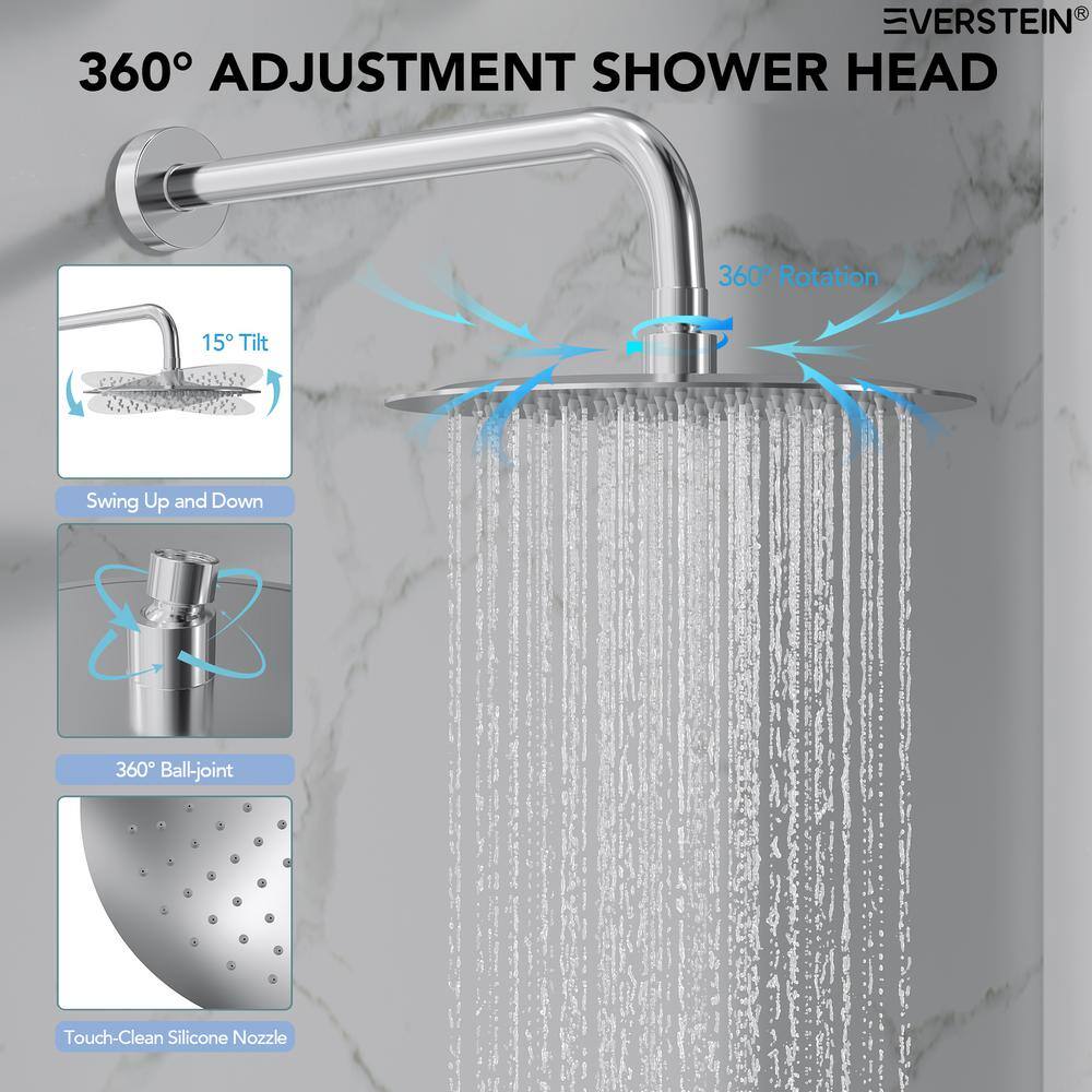 Chrome 10" Rainfall Wall Mounted Shower System with Handheld