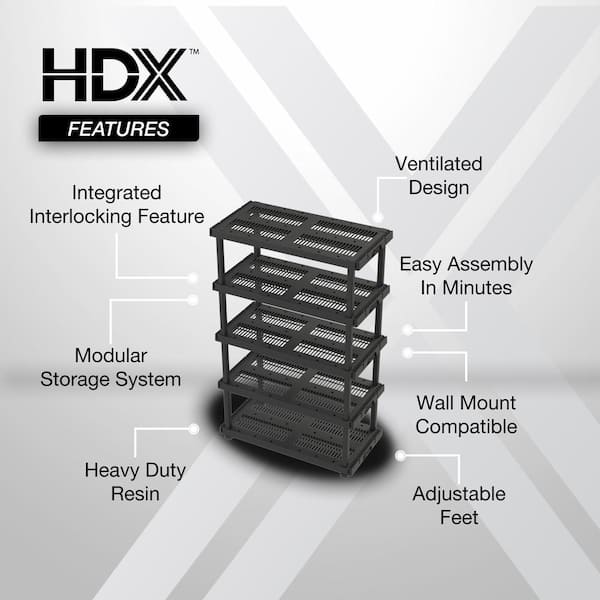 HDX 5 Tier Plastic Adjustable Garage Storage Shelving Unit in
