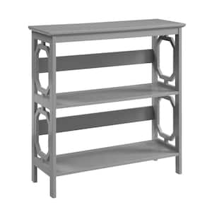 32.5 in. Gray Wood 3-shelf Etagere Bookcase with Open Back