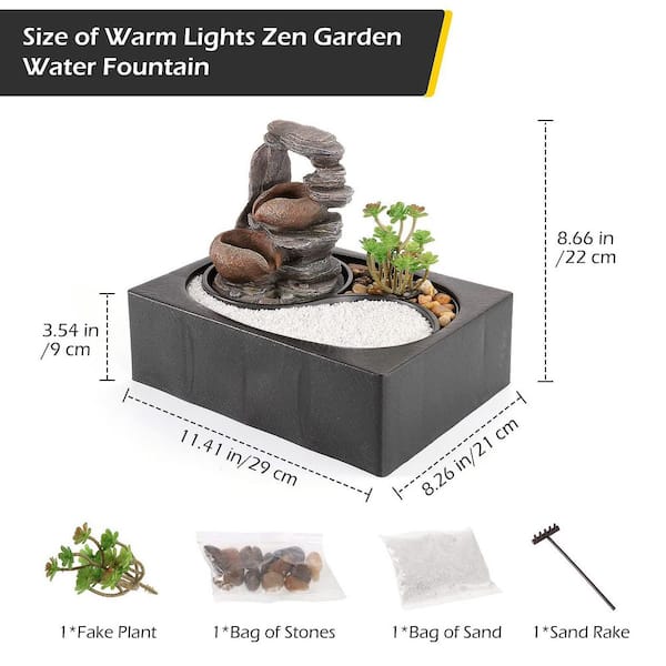 Afoxsos 8.66 in. Electric Resin Tabletop Water Fountain with Zen
