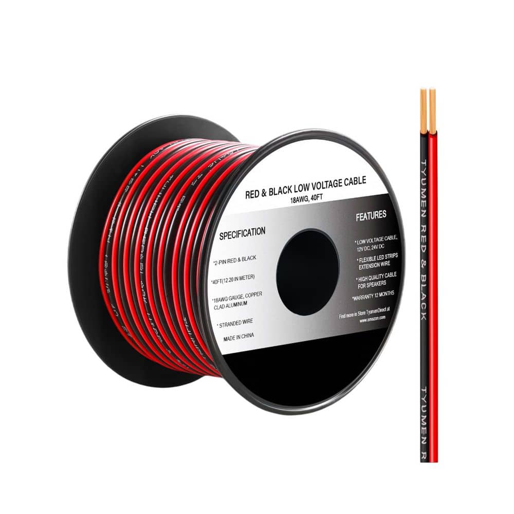 40 ft. 18 AWG /2 Conductor Stranded Grounded Landscape Lighting Wire for LED Strip Extension, Red Black Cable price history on PriceWatchPro