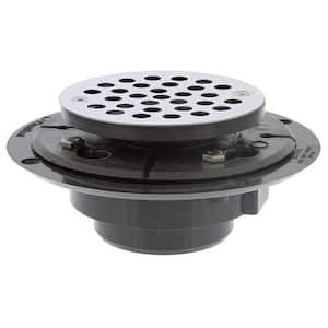 2 in. x 3 in. PVC Perfect Low Profile Shower/Floor Drain with 4 in. Round Stainless Steel Strainer