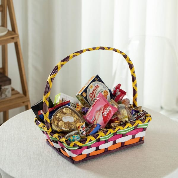 WICKERWISE Vibrant Wicker Gift Basket Versatile Woven Basket with