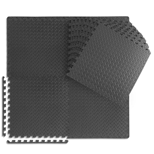 SAKAE Black 24 in. W x 24 in. L x 0.5 in. T EVA Foam Diamond Pattern Gym Flooring Mat (18 Tiles/Pack) (72 sq. ft.)
