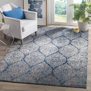 Madison Navy/Silver 5 ft. x 8 ft. Medallion Area Rug