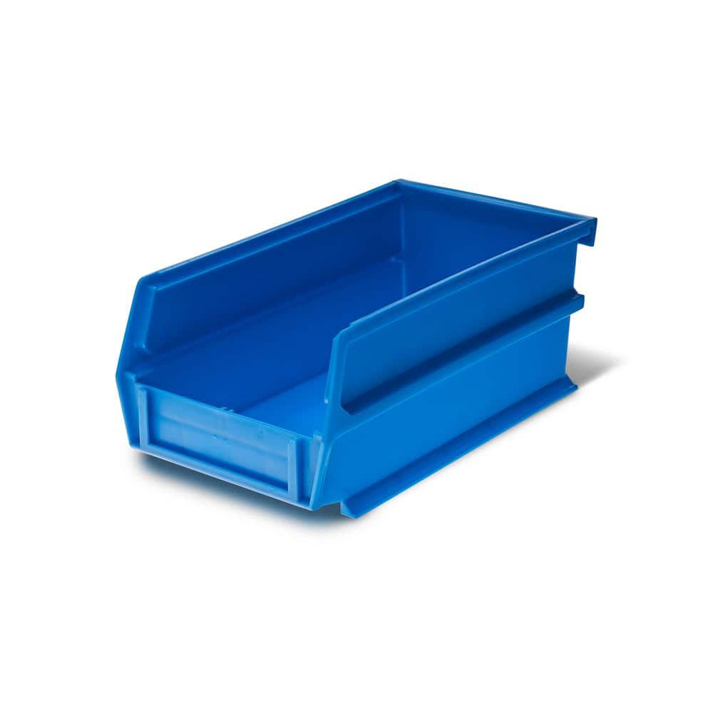 Blue Polypropylene Stackable and Collapsible Storage Bins, 6-Pack
