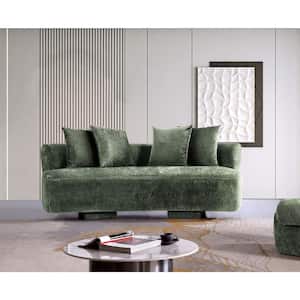 Verandah 90.6 in. Armless Chenille Upholstered Rectangle Sofa in Olive Green