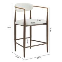 CHRISTOPHER KNIGHT HOME Boise 37.25 in. Beige Low Back Wood and Metal Frame Counter Bar Stool (Set of 2) Extra Tall, Coffee Gold and Gold 120584