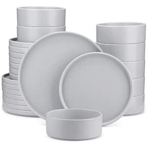 24-Piece Modern Gray Stoneware Dinnerware Set Service for 8