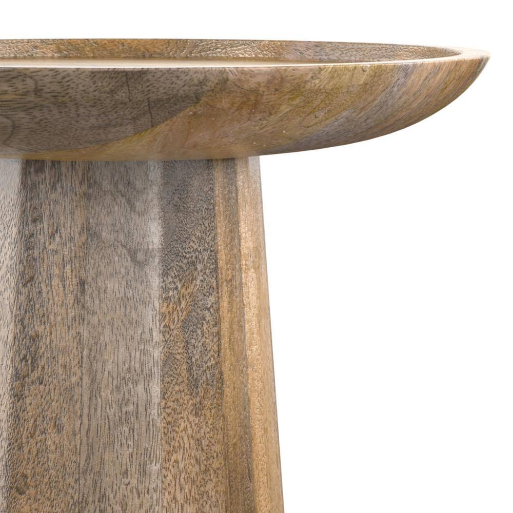 Natural Mango Wood 13-Inch Round Contemporary Accent Table