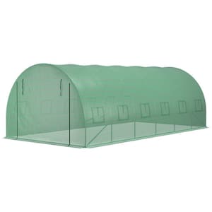 118 in. W x 236.25 in. D x 78.75 in. H Plastic Greenhouse Cover Replacement, Waterproof, 12 Windows, Door, Grid in Green