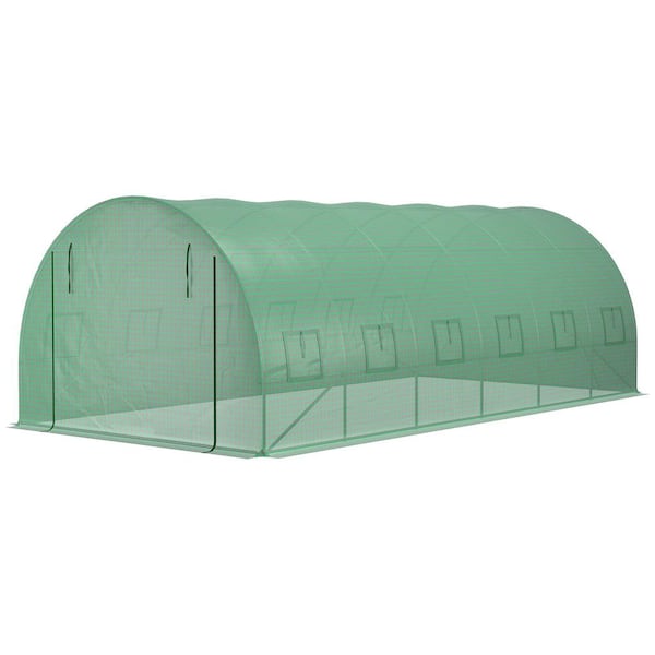 ITOPFOX 118 in. W x 236.25 in. D x 78.75 in. H Plastic Greenhouse Cover Replacement, Waterproof, 12 Windows, Door, Grid in Green