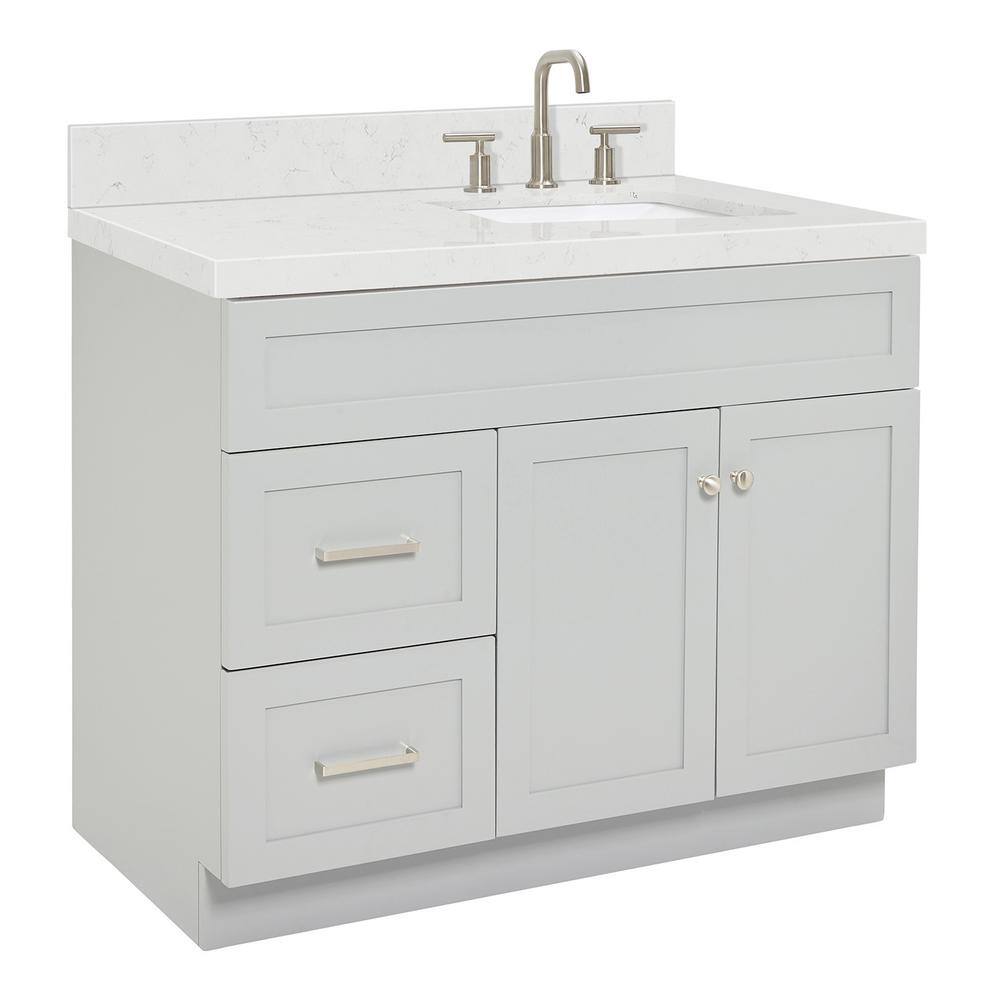 Hamlet 42" Gray Wood Freestanding Single Basin Vanity with Quartz Top
