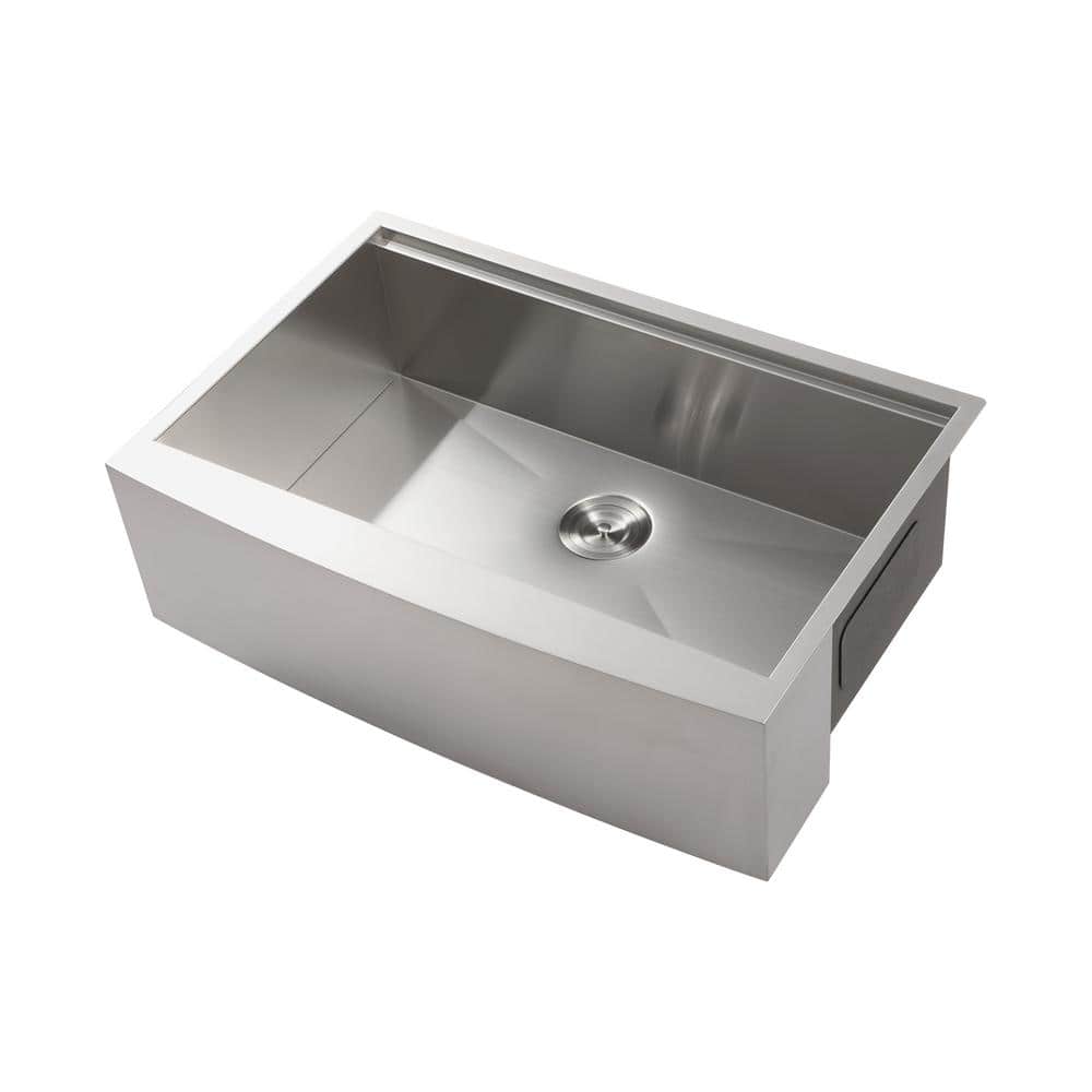 33 in. Farmhouse Apron Single Bowl Stainless Steel Kitchen Sink with Workst