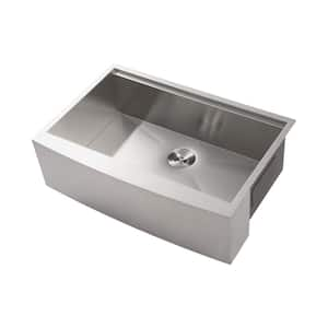 33 in. Farmhouse Apron Single Bowl Stainless Steel Kitchen Sink with Workstation