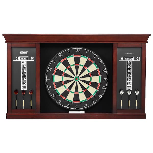 VEVOR Dartboard and Cabinet Set Ready-to-Play Bundle Official Size Dart Board Cabinet Set Steel Tip Dart Cabinet Easy Assembly