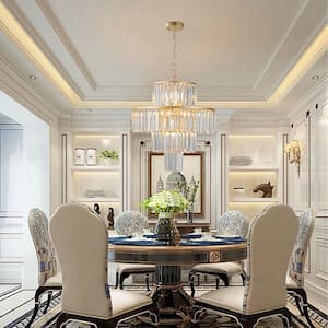 12-Lights Golden Luxury Crystal Chandelier for Dining Room Bedroom Living Room