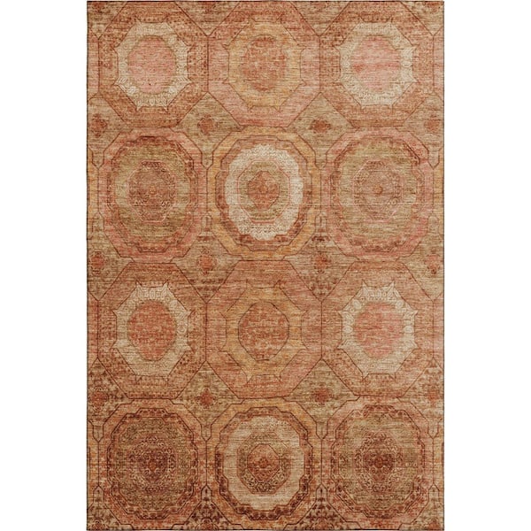 Mayfield Premium Machine Washable Abstract AMF2050 Terracotta 3 ft. x 4 ft. Area Rug