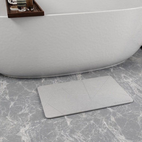 15.4 in. x 23.6 in. Quick Drying Bathroom Floor Mat, Natural, Easy to Clean, Light Gray