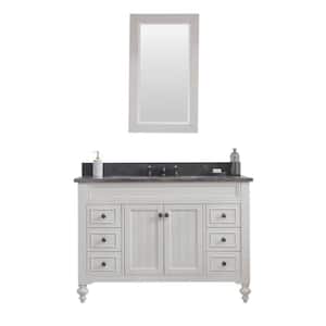 Potenza 48 in. W x 33 in. H Vanity in Ivory Grey with Granite Vanity Top in Blue Limestone with White Basin and Mirror