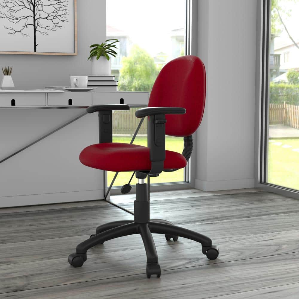 Ergonomic Executive Swivel Chair in Rich Burgundy with Adjustable Arms