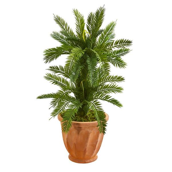 Nearly Natural Indoor 3-Ft. Double Cycas Artificial Plant in Terra Cotta Planter