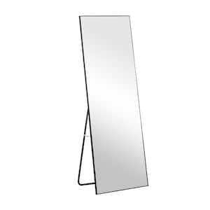 16 in. W x 59 in. H Rectangular Framed Wall Bathroom Vanity Mirror Full Length Mirror with Stand in Black