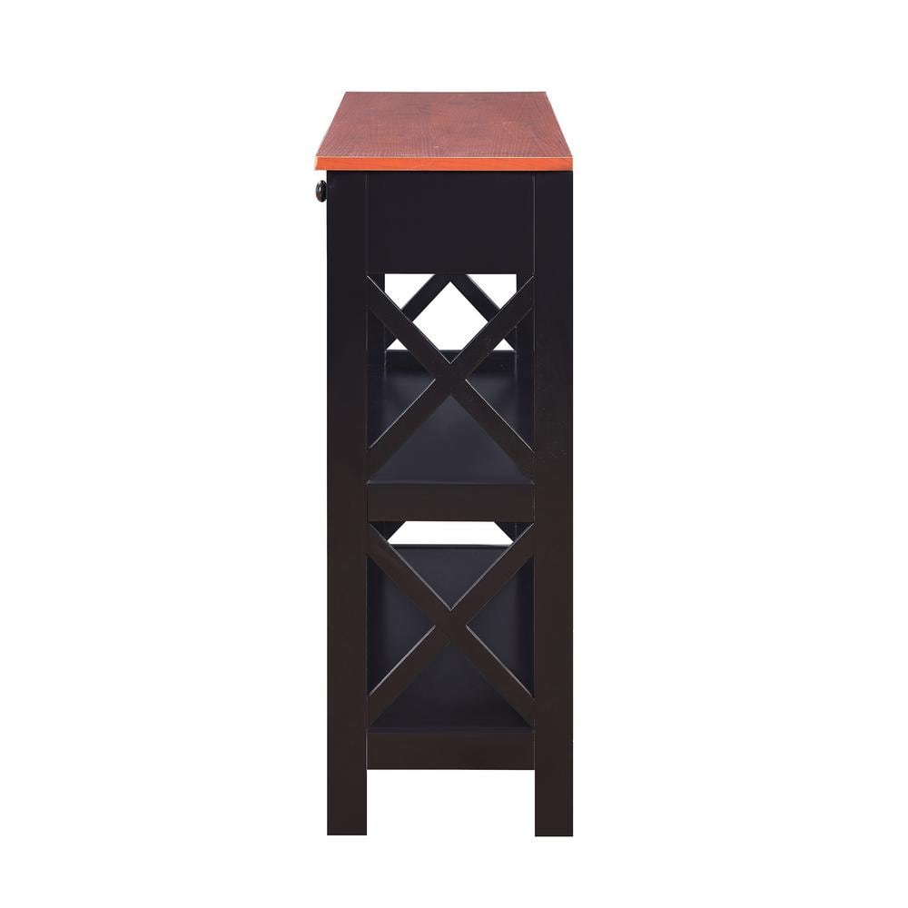 Oxford Cherry & Black Wood Console Table with Storage