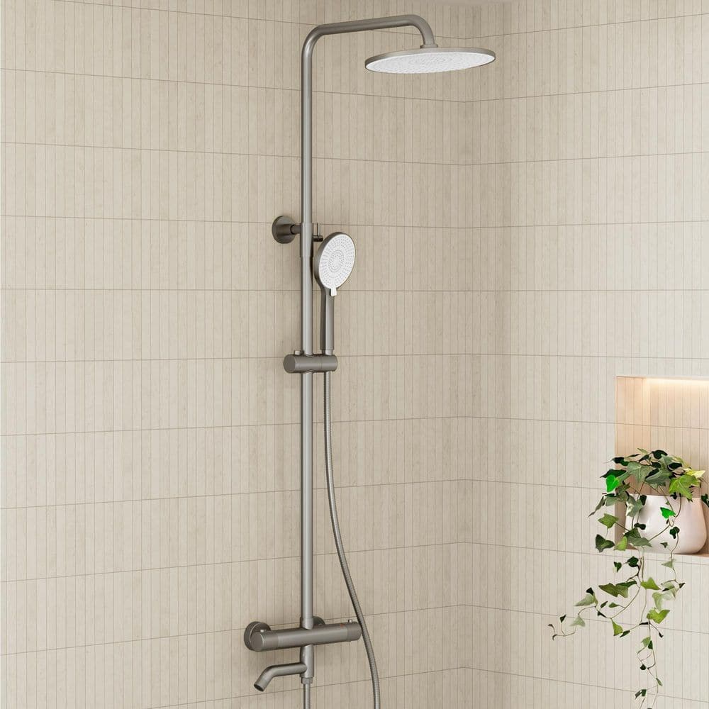 YAWWALK 10 in. Round 3-Spray Wall Bar Shower Kit with Fixed Head