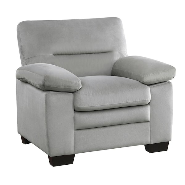 Lazzara Solomon Gray Textured Fabric Arm Chair