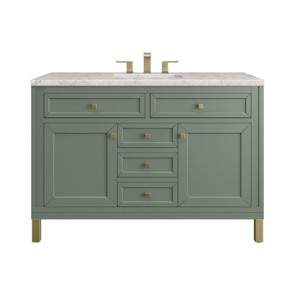 Chicago 48 in. Single Bath Vanity in Smokey Celadon with Wireless Charging Eternal Jasmine Pearl Quartz Top price history on PriceWatchPro