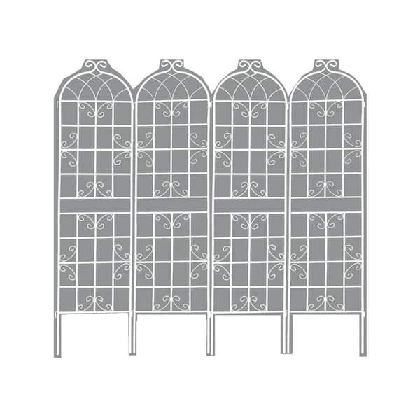 Zeus & Ruta 86.7 in. White Metal Garden Trellis Rustproof Trellis for Climbing Plants Outdoor Flower Support (4-Pack)