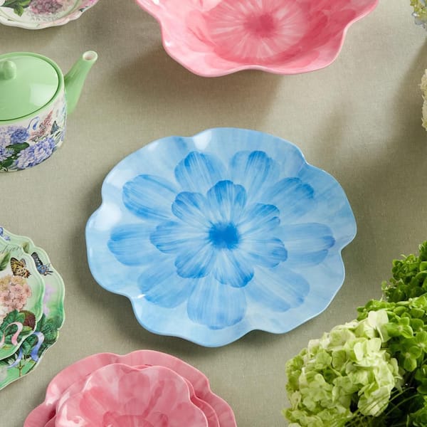   Blue Flower プレート4＋1枚セット Certified International Wildflower Blue 3-D Floral Dinner Plate