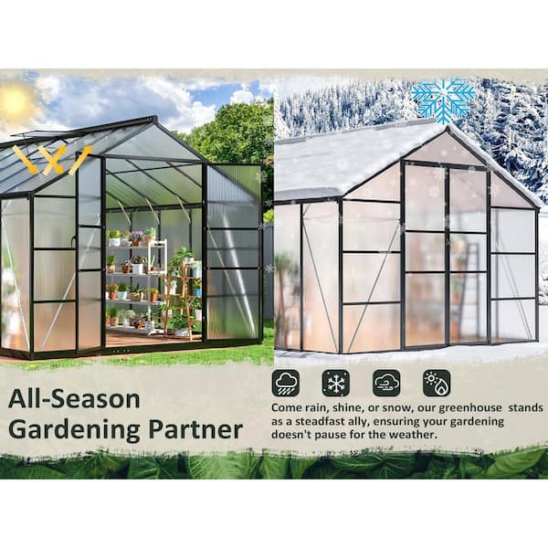 VIWAT 10 ft. W x 18 ft. D Greenhouse for Outdoors, Polycarbonate