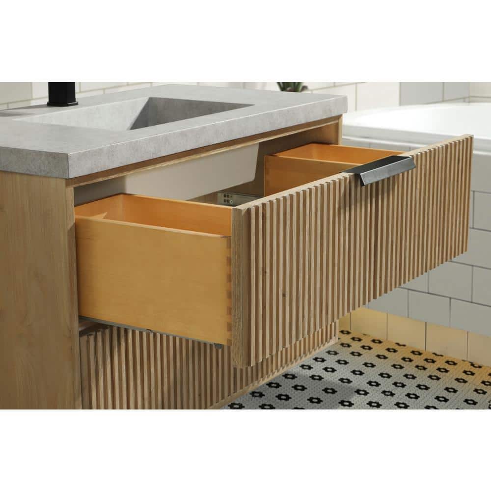 San Diego 36" Weathered Fir Floating Bathroom Vanity with Concrete Top