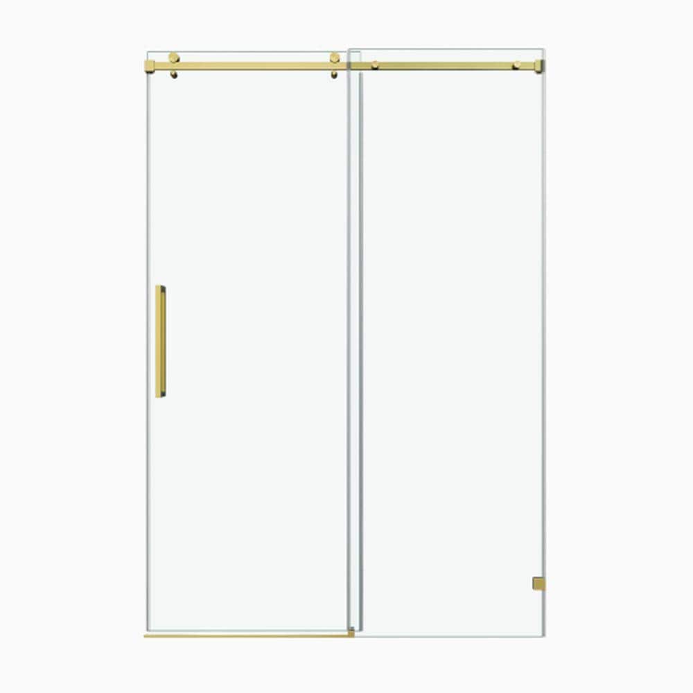 60 In W x 79 In H Fixed & Sliding Shower Door, Square Tube Hardware, 3/8 In 10mm SGCC Glass, Brushed Gold price history on PriceWatchPro