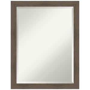 Hardwood Mocha Narrow 20.88 in. x 26.88 in. Rustic Rectangle Framed Bathroom Vanity Wall Mirror