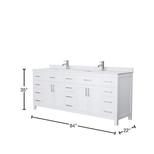 Atwell 84 Inch White Wood Double Bathroom Sink Vanity