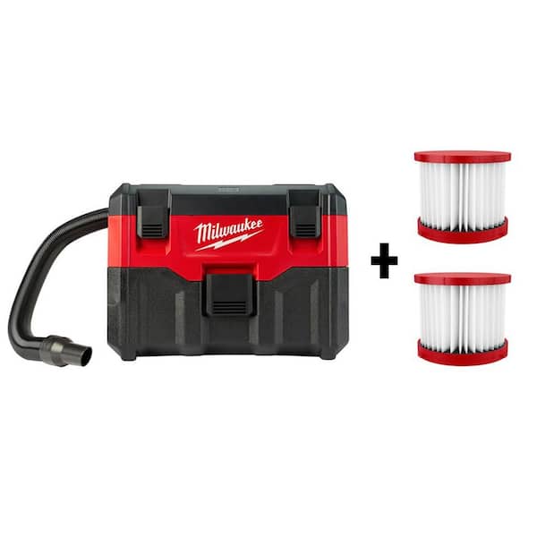 Milwaukee M18 18-Volt 2 Gal. Lithium-Ion Cordless Wet/Dry Vacuum W/ Bonus Wet/Dry Vacuum Hepa Filter (2-Pack)