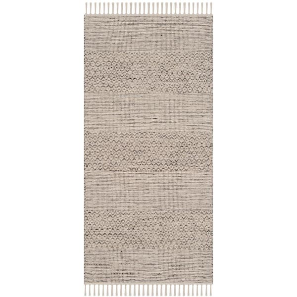 SAFAVIEH Montauk Ivory/Steel Gray Doormat 2 ft. x 4 ft. Geometric Area Rug